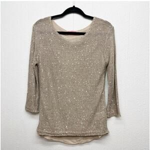 Shasa Sweater Womens Large Y2K Sequin Cut Out Back Party Event Evening Coquette